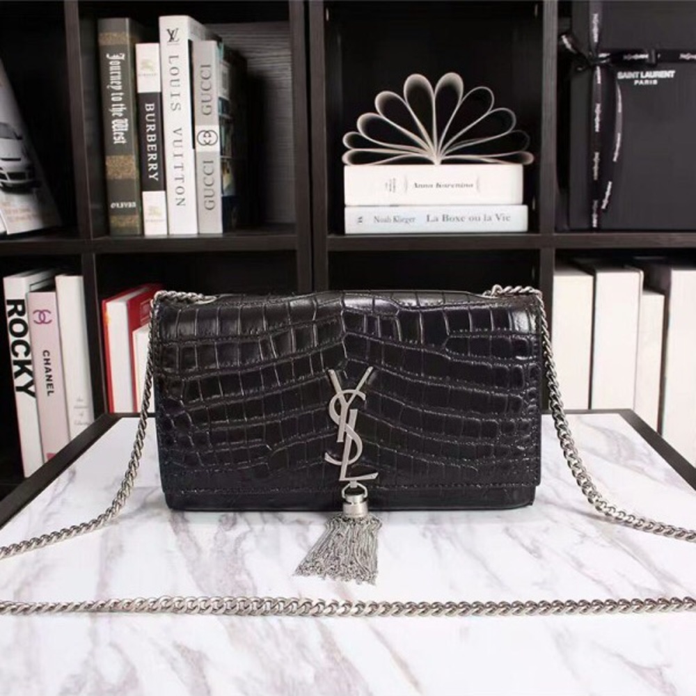 YSL Medium Kate Chain Bag in Crocodile Leather
